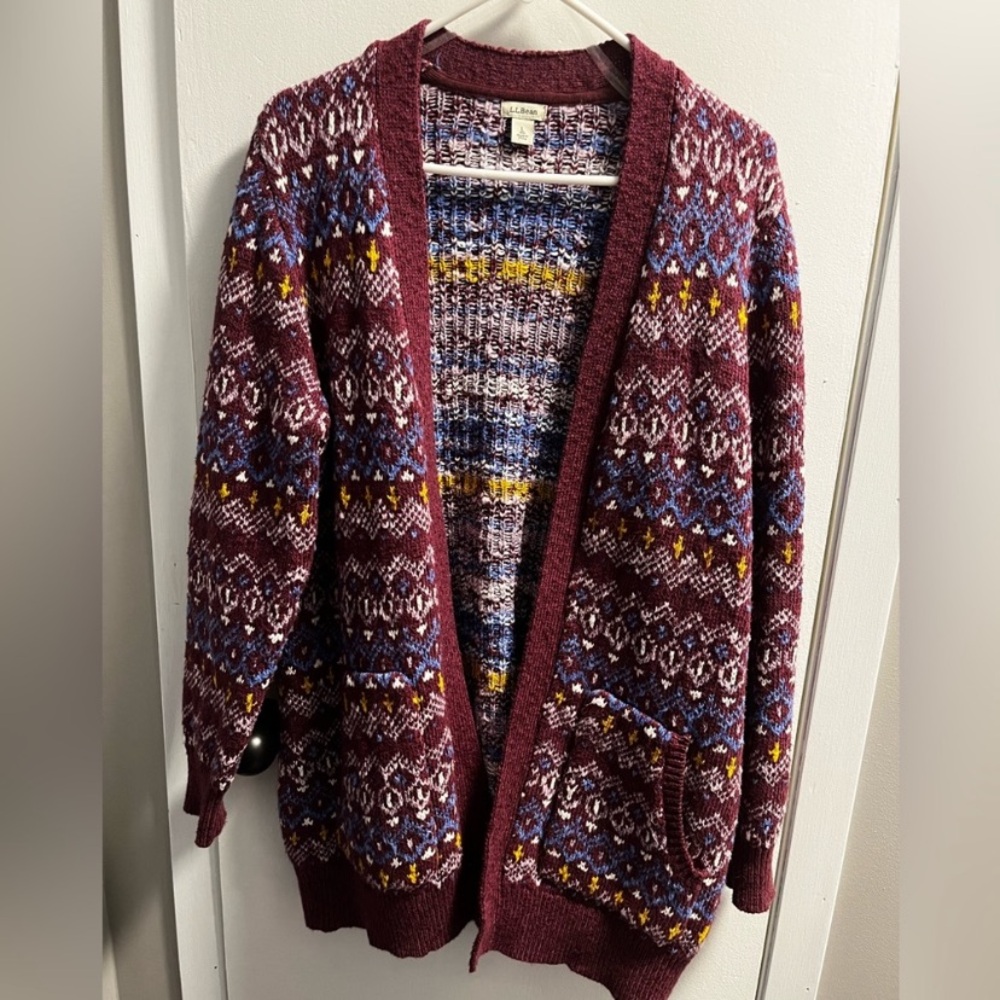 LL Bean 100% cotton open cardigan